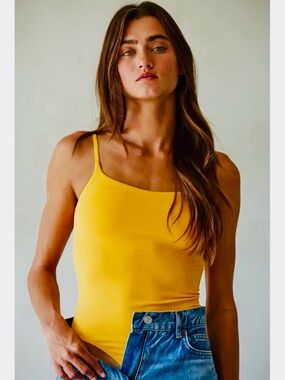 Sunshine Mustard Ribbed Knit Bodysuit NWT